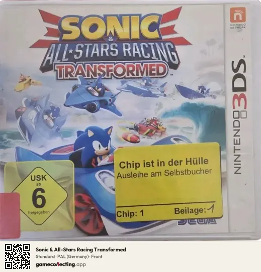 Sonic & All-Stars Racing Transformed Nintendo 3DS, Germany box front