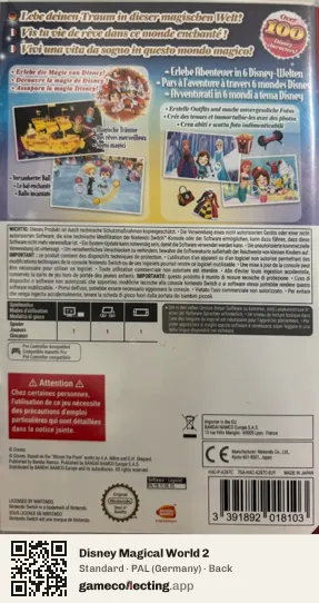 Disney Magical World 2 Nintendo Switch, Germany box back