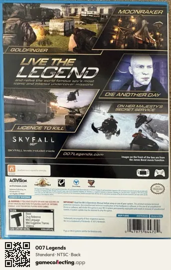 007 Legends Nintendo Wii U, NTSC box back