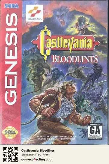 Castlevania: Bloodlines Sega Mega Drive / Genesis, NTSC box front