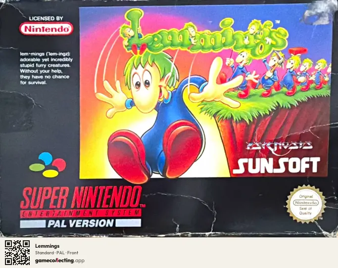 Lemmings Super Nintendo Entertainment System, PAL box front