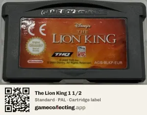 The Lion King 1 1/2 Game Boy Advance, PAL cartridge label