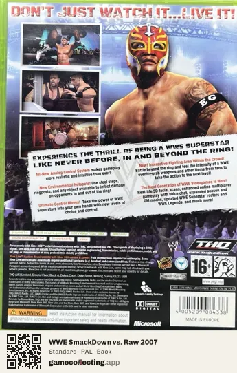 WWE SmackDown vs. Raw 2007 Xbox 360, PAL box back