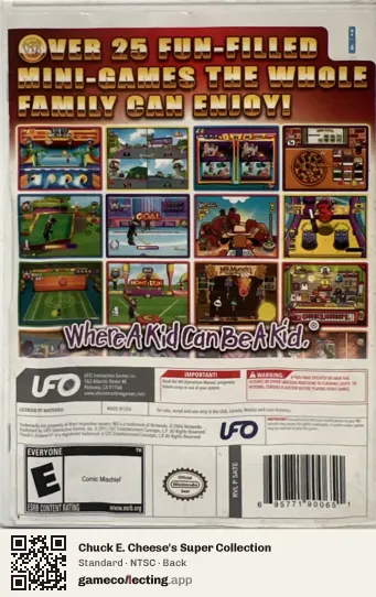 Chuck E. Cheese's Super Collection Nintendo Wii, NTSC box back