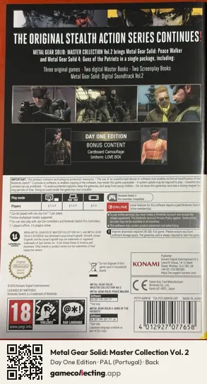 Metal Gear Solid: Master Collection Vol. 2 Nintendo Switch 2, Portugal box back