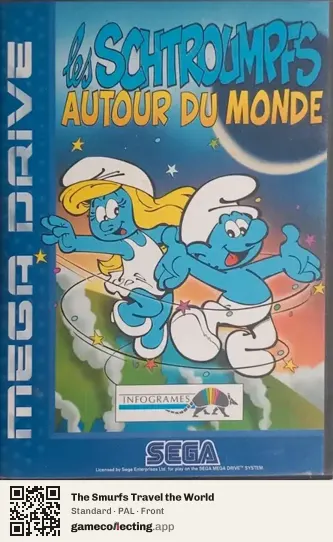 The Smurfs Travel the World Sega Mega Drive / Genesis, PAL box front