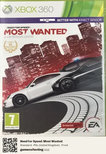 Need for Speed: Most Wanted Xbox 360, United Kingdom box front