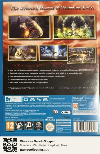 Warriors Orochi 3 Hyper Nintendo Wii U, United Kingdom box back