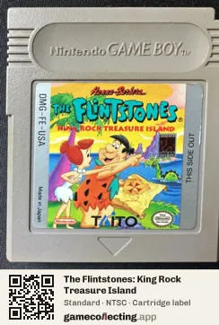 The Flintstones: King Rock Treasure Island Game Boy, NTSC cartridge label