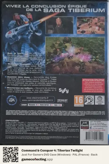 Command & Conquer 4: Tiberian Twilight Computer, France box back