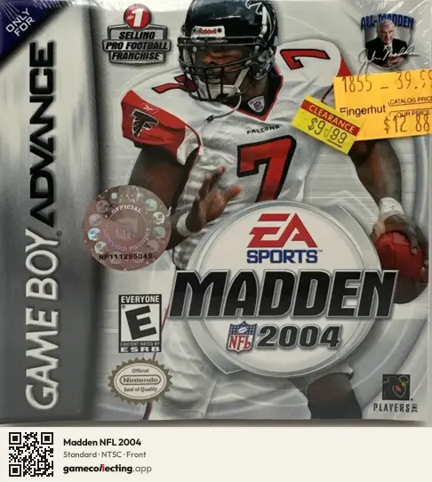 Madden NFL 2004 Game Boy Advance, NTSC box front