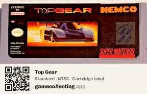 Top Gear Super Nintendo Entertainment System, NTSC cartridge label