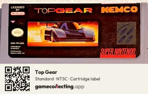 Top Gear Super Nintendo Entertainment System, NTSC cartridge label