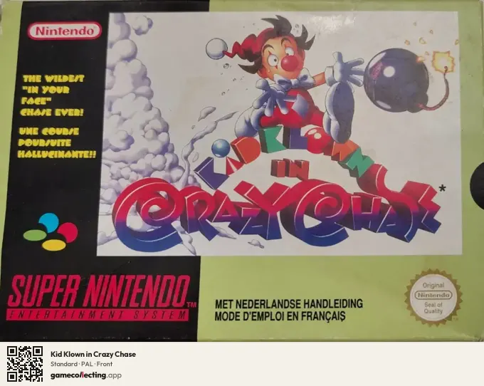 Kid Klown in Crazy Chase Super Nintendo Entertainment System, PAL box front