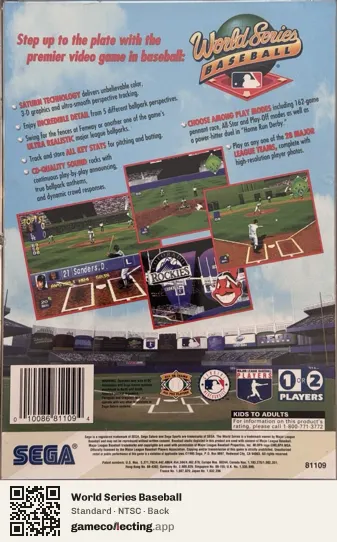 World Series Baseball Sega Saturn, NTSC box back