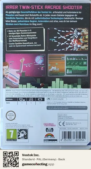 Vostok Inc. Nintendo Switch, Germany box back