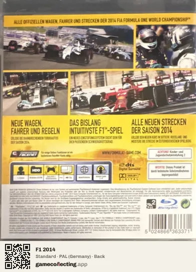 F1 2014 PlayStation 3, Germany box back