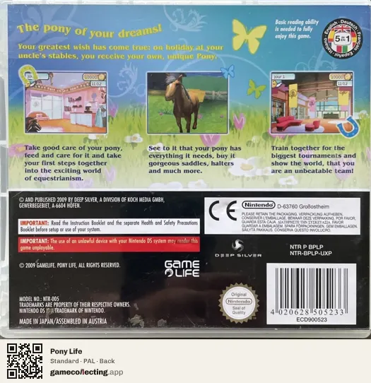 Pony Life Nintendo DS, PAL box back