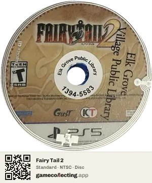 Fairy Tail 2 PlayStation 5, NTSC disc