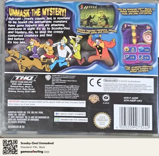 Scooby-Doo! Unmasked Nintendo DS, PAL box back