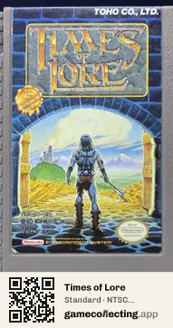 Times of Lore Nintendo Entertainment System, NTSC cartridge label