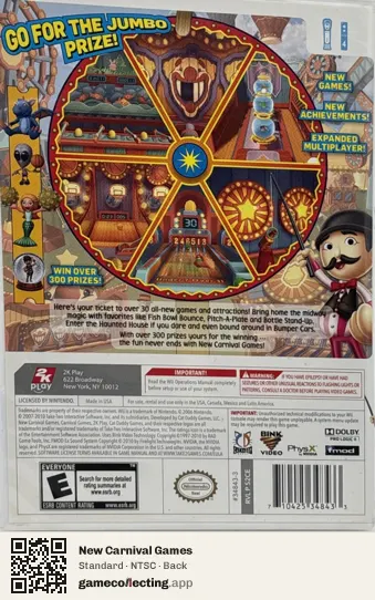 New Carnival Games Nintendo Wii, NTSC box back