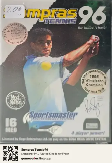 Sampras Tennis 96 Sega Mega Drive / Genesis, United Kingdom box front