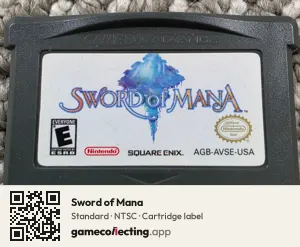 Sword of Mana Game Boy Advance, NTSC cartridge label