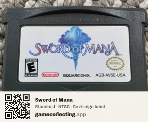 Sword of Mana Game Boy Advance, NTSC cartridge label