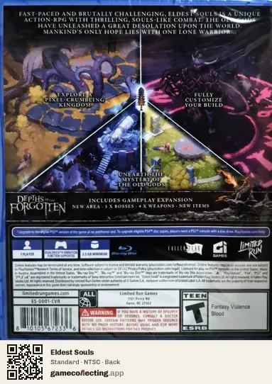 Eldest Souls PlayStation 4, NTSC box back