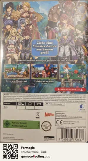 Farmagia Nintendo Switch, Germany box back