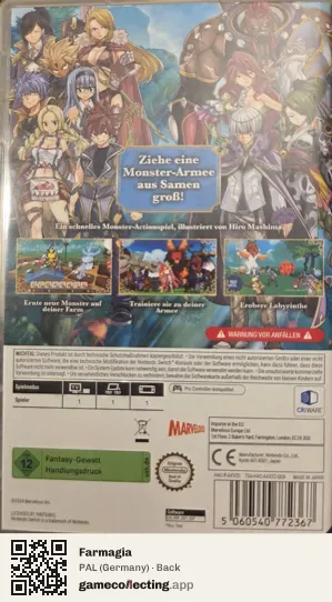 Farmagia Nintendo Switch, Germany box back