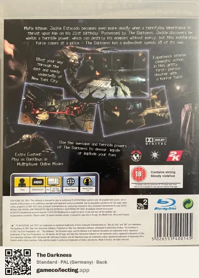 The Darkness PlayStation 3, Germany box back