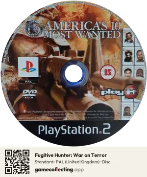 Fugitive Hunter: War on Terror PlayStation 2, PAL disc