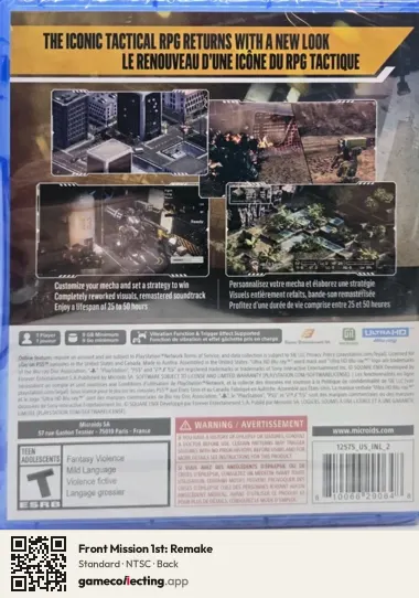 Front Mission 1st: Remake PlayStation 5, NTSC box back