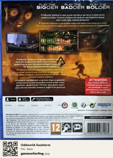 Oddworld: Soulstorm PlayStation 5, PAL box back