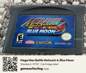 Mega Man Battle Network 4: Blue Moon Game Boy Advance, NTSC cartridge label