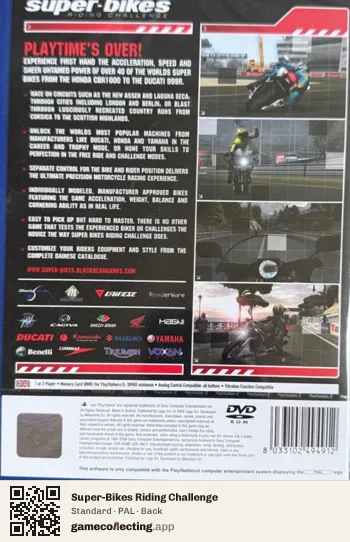 Super-Bikes Riding Challenge PlayStation 2, PAL box back