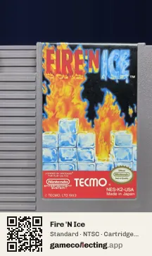 Fire 'N Ice Nintendo Entertainment System, NTSC cartridge label