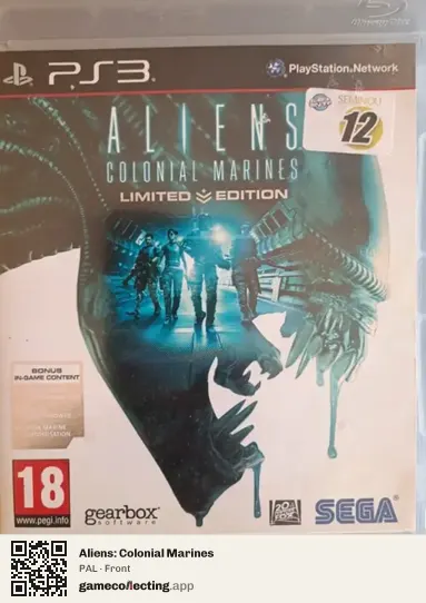 Aliens: Colonial Marines PlayStation 3, PAL box front