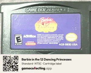 Barbie in the 12 Dancing Princesses Game Boy Advance, NTSC cartridge label