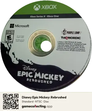 Disney Epic Mickey: Rebrushed Xbox Series X, NTSC disc