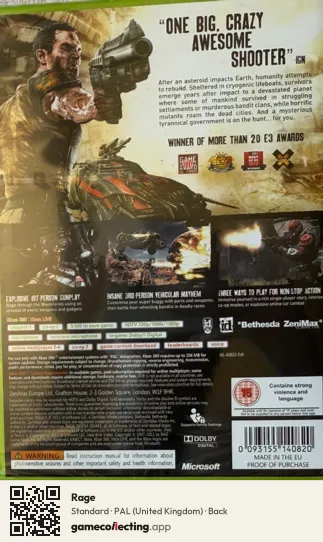Rage Xbox 360, United Kingdom box back