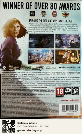BioShock Infinite Computer, PAL box back