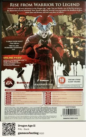 Dragon Age II Computer, PAL box back