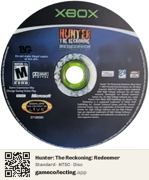 Hunter: The Reckoning: Redeemer Xbox, NTSC disc