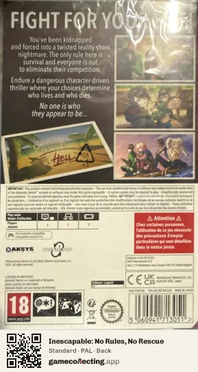 Inescapable: No Rules, No Rescue Nintendo Switch, PAL box back
