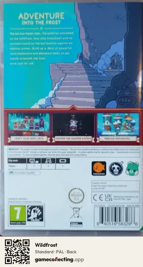 Wildfrost Nintendo Switch, PAL box back