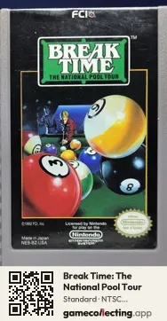Break Time: The National Pool Tour Nintendo Entertainment System, NTSC cartridge label