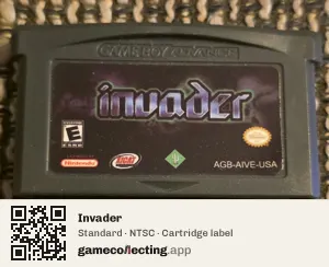Invader Game Boy Advance, NTSC cartridge label